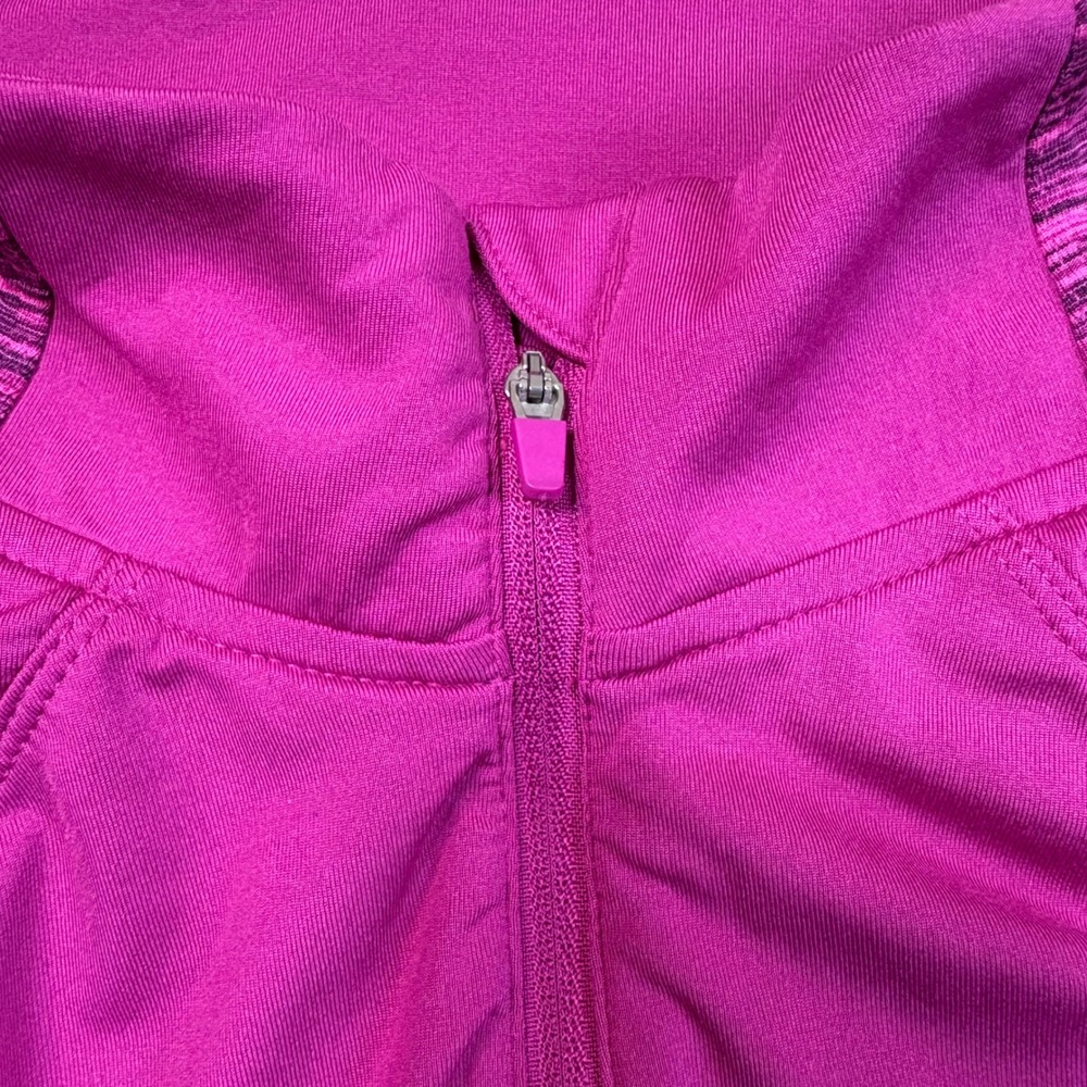 Danskin Now Magenta Heathered Sleeve Quarter Zip Pullover Athletic Top XL 16 18‎ - Picture 6 of 7